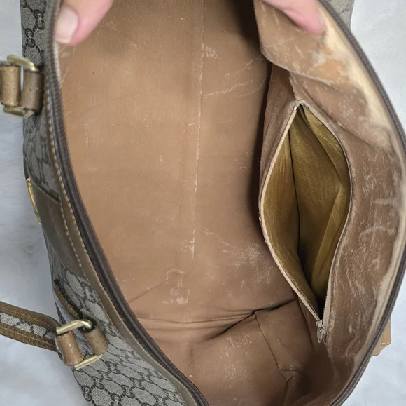 GUCCI GG Plus Canvas Boston Bag PVC Leather Beige - Picture 16 of 16